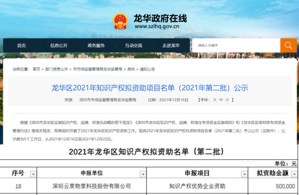 創(chuàng)新驅(qū)動(dòng),制度引領(lǐng) | 云里物里被認(rèn)定為“深圳市龍華區(qū)2021年知識(shí)產(chǎn)權(quán)優(yōu)勢(shì)企業(yè)” 云里物里